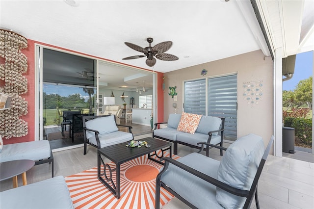 26254 Stillwater Cir, Punta Gorda, FL 33955 - view of patio / terrace featuring an outdoor living space and a ceiling fan