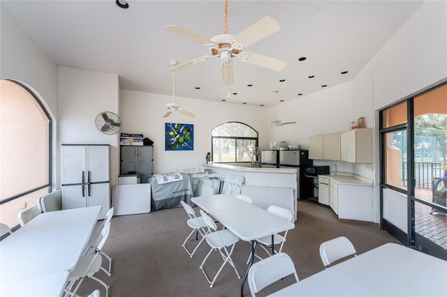 26254 Stillwater Cir, Punta Gorda, FL 33955 - dining room featuring ceiling fan and recessed lighting