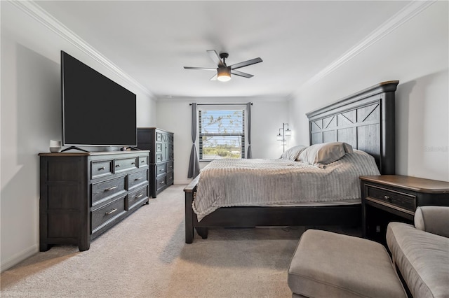 11105 Balfour St E, Venice, FL 34293 - bedroom featuring ornamental molding, light carpet, and ceiling fan