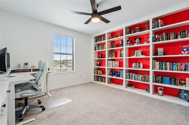 11105 Balfour St E, Venice, FL 34293 - home office featuring a ceiling fan and carpet