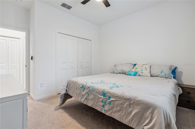 11105 Balfour St E, Venice, FL 34293 - bedroom with carpet flooring, a closet, and ceiling fan