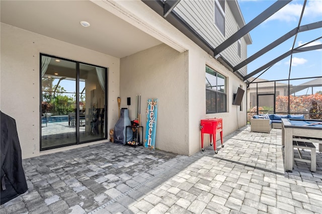 11105 Balfour St E, Venice, FL 34293 - view of patio featuring outdoor lounge area and a lanai