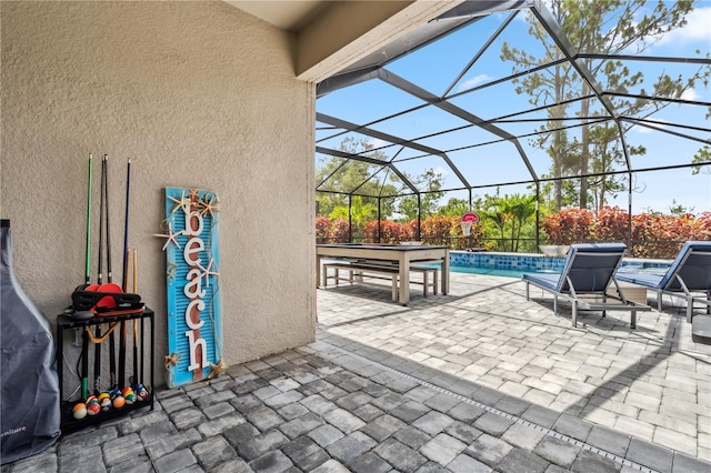 11105 Balfour St E, Venice, FL 34293 - view of patio / terrace with an outdoor pool and glass enclosure