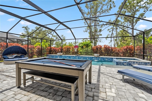 11105 Balfour St E, Venice, FL 34293 - view of patio with a lanai and a pool with connected hot tub