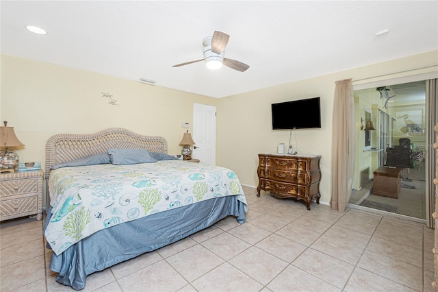 4051 Rock Creek Dr, Port Charlotte, FL 33948 - bedroom with light tile patterned floors and a ceiling fan
