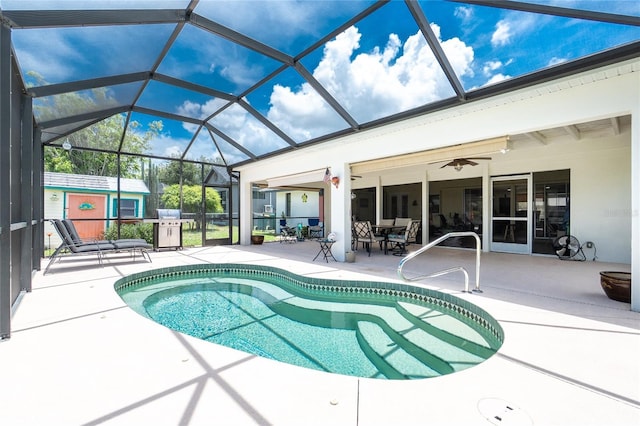 4051 Rock Creek Dr, Port Charlotte, FL 33948 - swimming pool with a patio, ceiling fan, and a lanai