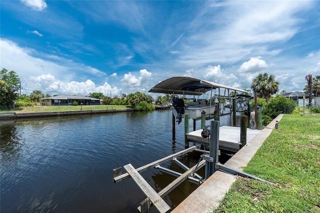 4051 Rock Creek Dr, Port Charlotte, FL 33948 - dock featuring boat lift and a water view