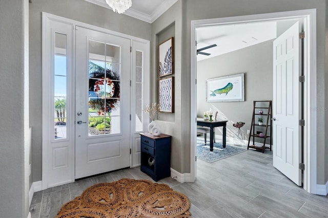 14436 Ponce De Leon Trl, Port Charlotte, FL 33981 - entryway featuring crown molding and wood finish floors