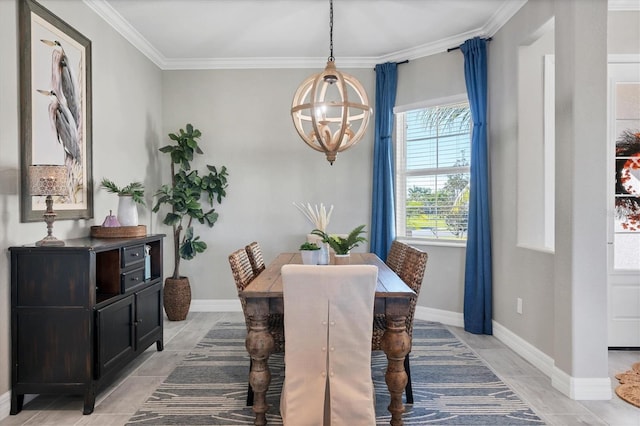 14436 Ponce De Leon Trl, Port Charlotte, FL 33981 - dining area featuring a chandelier and ornamental molding