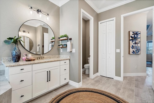 14436 Ponce De Leon Trl, Port Charlotte, FL 33981 - bathroom with vanity, ornamental molding, a closet, and tile patterned floors