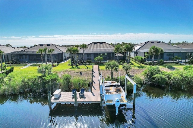 14436 Ponce De Leon Trl, Port Charlotte, FL 33981 - dock area featuring boat lift, a water view, and a residential view