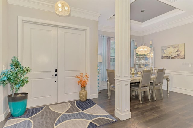 6444 Alhambra Ave, North Port, FL 34291 - entryway featuring dark wood-type flooring, crown molding, and a decorative wall