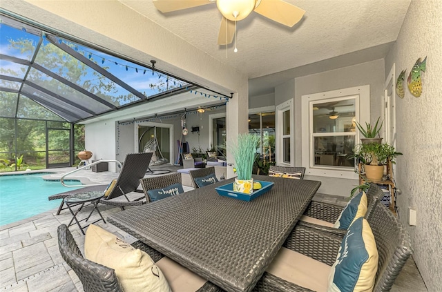 6444 Alhambra Ave, North Port, FL 34291 - sunroom / solarium with ceiling fan and outdoor dining space