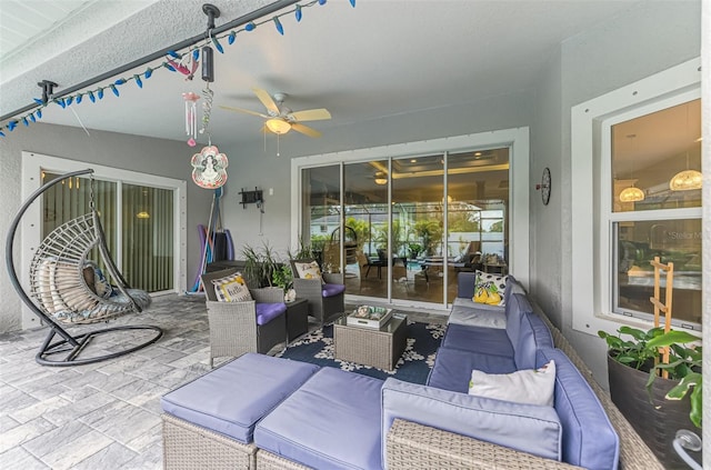 6444 Alhambra Ave, North Port, FL 34291 - view of patio with an outdoor hangout area and ceiling fan
