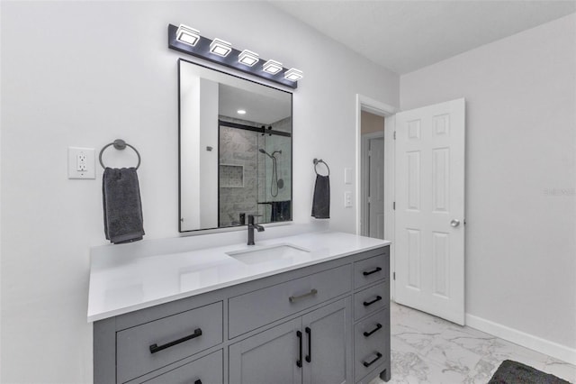 4244 Harbor Blvd, Port Charlotte, FL 33952 - full bathroom with marble finish flooring, vanity, and a stall shower
