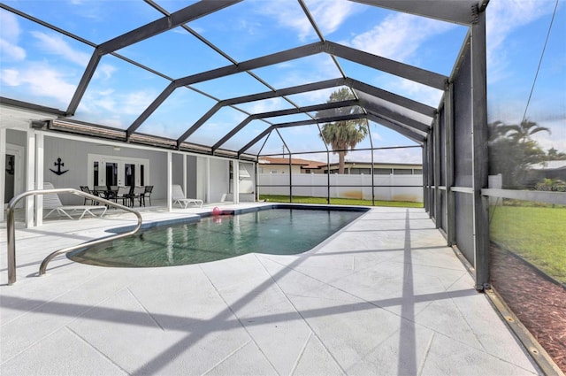 4244 Harbor Blvd, Port Charlotte, FL 33952 - view of swimming pool featuring french doors, a patio, and glass enclosure