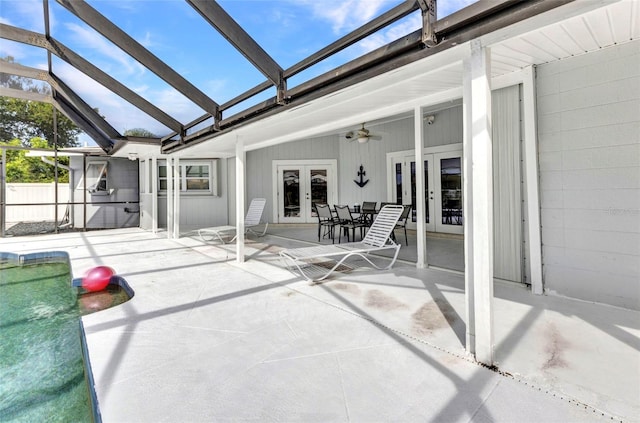 4244 Harbor Blvd, Port Charlotte, FL 33952 - sunroom featuring french doors, lofted ceiling, and a ceiling fan