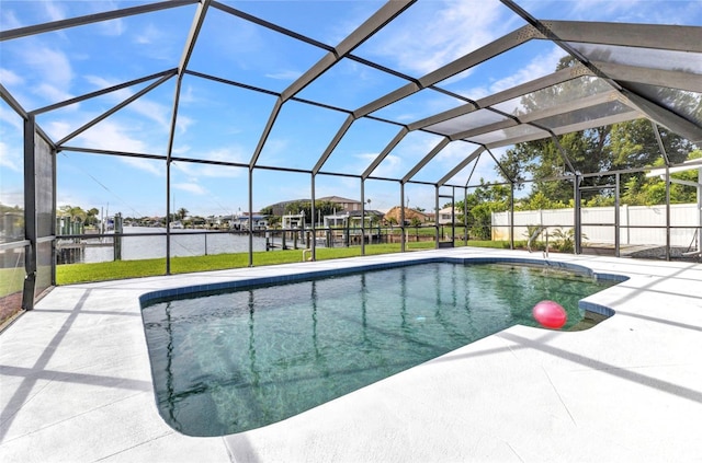 4244 Harbor Blvd, Port Charlotte, FL 33952 - view of pool featuring a water view, a patio, and a lanai