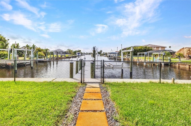 4244 Harbor Blvd, Port Charlotte, FL 33952 - dock with a water view, boat lift, and a gate