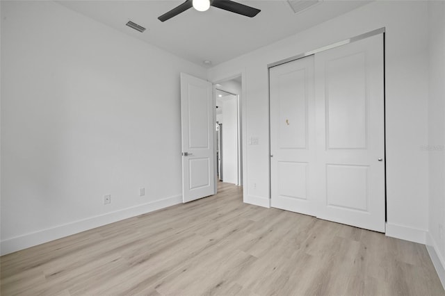 17156 Eugene Ave, Port Charlotte, FL 33954 - unfurnished bedroom with light wood-style floors, a closet, and ceiling fan