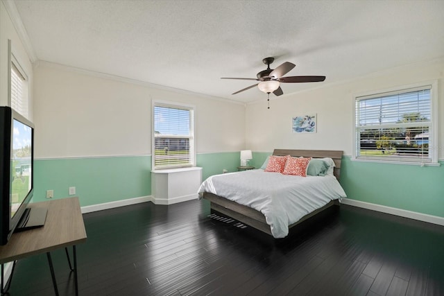 2309 Conway Blvd, Port Charlotte, FL 33952 - bedroom with ornamental molding, wood finished floors, ceiling fan, and a textured ceiling