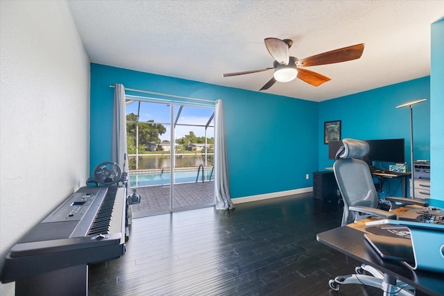 2309 Conway Blvd, Port Charlotte, FL 33952 - office space with a ceiling fan, a textured ceiling, and wood finished floors