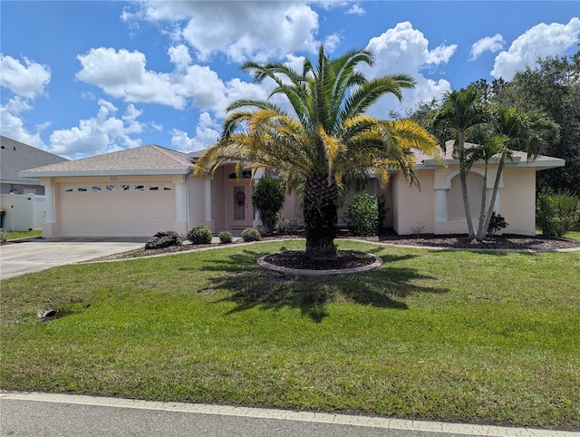 388 Orlando Blvd, Port Charlotte, FL 33954 - view of front of property featuring stucco siding, a garage, concrete driveway, and a front lawn