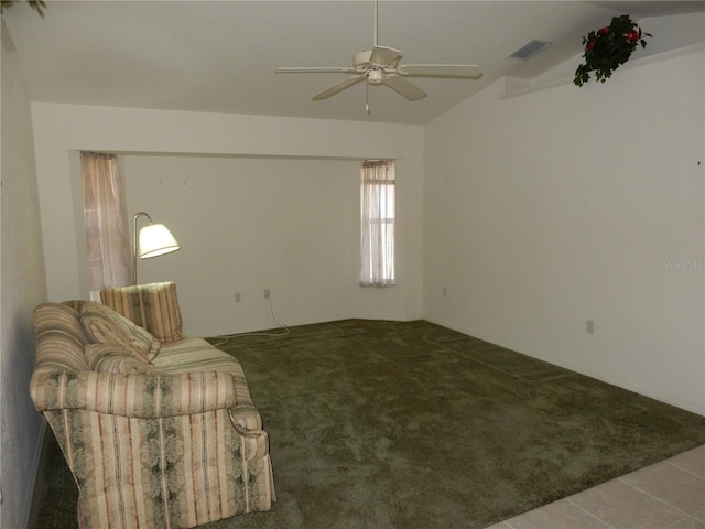388 Orlando Blvd, Port Charlotte, FL 33954 - unfurnished room featuring carpet, a ceiling fan, and vaulted ceiling