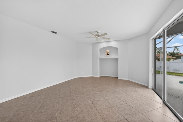 1762 Mincey Ter, North Port, FL 34286 - unfurnished room featuring built in features, ceiling fan, tile patterned floors, and recessed lighting