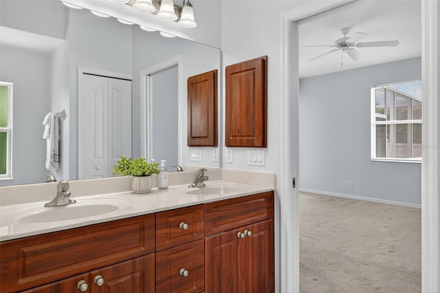 1762 Mincey Ter, North Port, FL 34286 - bathroom featuring double vanity and ceiling fan