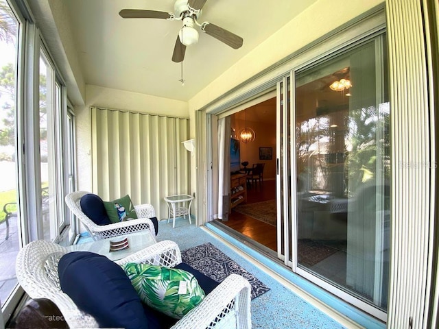 24132 Buckingham Way, Punta Gorda, FL 33980 - sunroom / solarium featuring plenty of natural light and ceiling fan