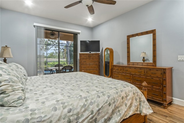 2712 Arugula Dr, North Port, FL 34289 - bedroom featuring access to outside, wood finished floors, and ceiling fan