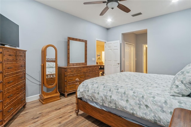 2712 Arugula Dr, North Port, FL 34289 - bedroom featuring light wood-style flooring, recessed lighting, and ceiling fan