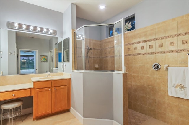 2712 Arugula Dr, North Port, FL 34289 - full bath featuring walk in shower, vanity, and tile patterned floors