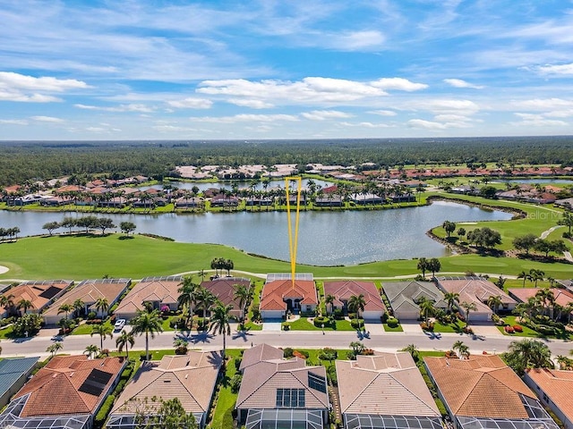 3385 Via Montana Way N, Fort Myers, FL 33917 - aerial perspective of suburban area with a nearby body of water and a golf club