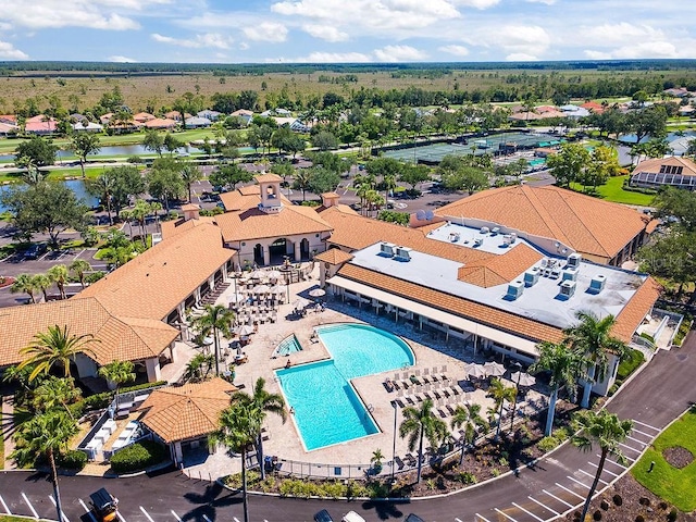 3385 Via Montana Way N, Fort Myers, FL 33917 - drone / aerial view of a pool and a large body of water