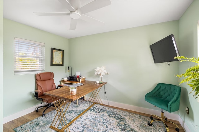 1027 Coral Ridge Dr, Punta Gorda, FL 33950 - office area featuring wood finished floors and a ceiling fan