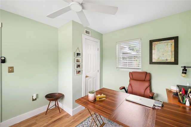 1027 Coral Ridge Dr, Punta Gorda, FL 33950 - office area featuring light wood-style flooring and a ceiling fan