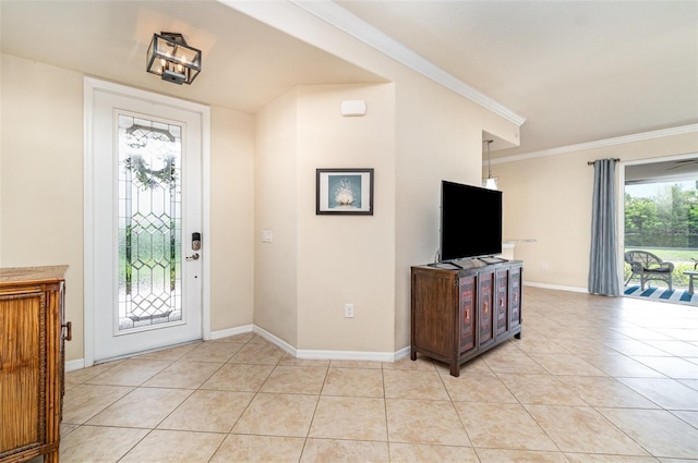 17454 Old Harmony Dr Unit 101, Fort Myers, FL 33908 - entryway featuring light tile patterned floors and ornamental molding