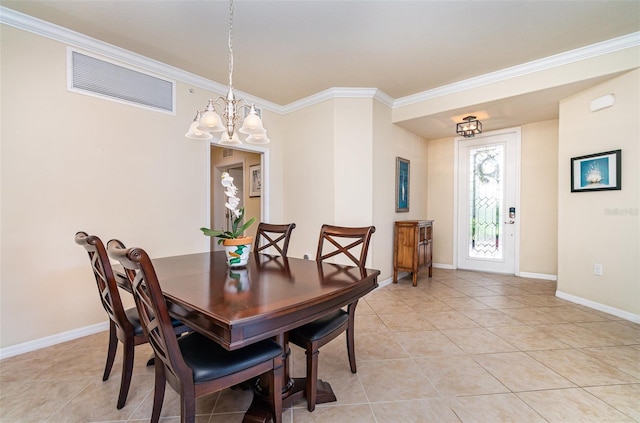 17454 Old Harmony Dr Unit 101, Fort Myers, FL 33908 - dining room with a chandelier, ornamental molding, and light tile patterned flooring