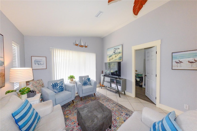 1115 San Cristobal Ave, Punta Gorda, FL 33983 - living area with healthy amount of natural light, light tile patterned floors, and ceiling fan