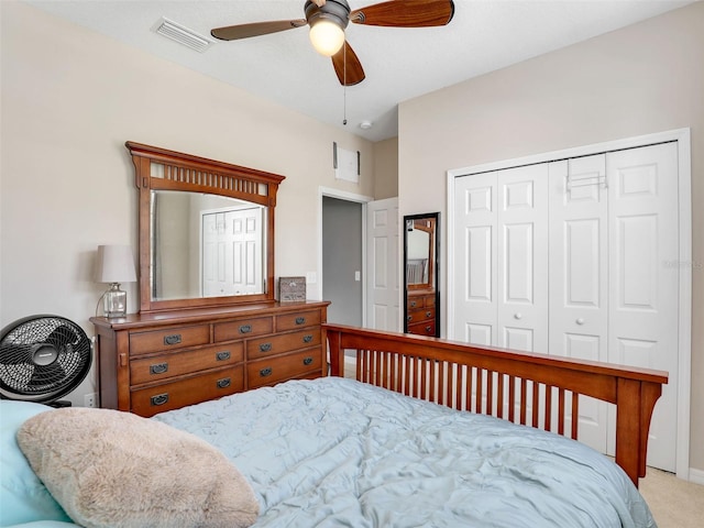 4180 Lenox Blvd, Venice, FL 34293 - bedroom featuring a closet, carpet floors, and a ceiling fan