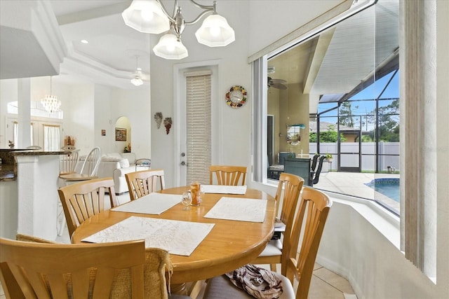 2329 Como St, Port Charlotte, FL 33948 - dining room featuring a chandelier, light tile patterned floors, and recessed lighting