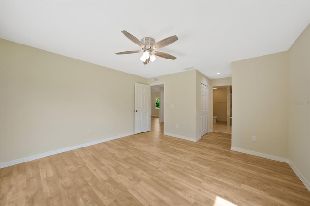3993 NE Bobay Rd, Arcadia, FL 34266 - unfurnished room featuring a ceiling fan, light wood-style floors, and recessed lighting
