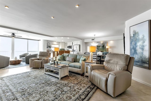 1250 W Marion Ave Unit 333, Punta Gorda, FL 33950 - living area with ceiling fan and light tile patterned floors