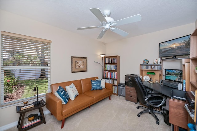 3824 Dominic St, North Port, FL 34288 - home office with plenty of natural light, light carpet, and ceiling fan