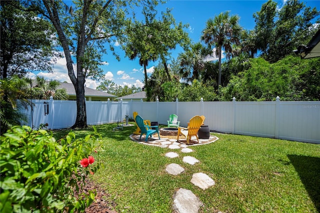 3824 Dominic St, North Port, FL 34288 - fenced backyard with a fire pit