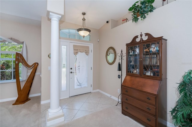 3824 Dominic St, North Port, FL 34288 - foyer entrance featuring decorative columns and light tile patterned floors