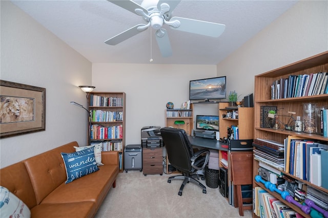 3824 Dominic St, North Port, FL 34288 - home office featuring light colored carpet and ceiling fan