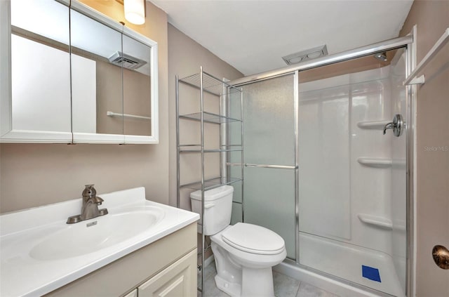 2437 Harbor Blvd Unit 114, Port Charlotte, FL 33952 - bathroom featuring a stall shower, vanity, and tile patterned flooring